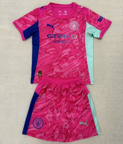 25/26 Manchester City goalkeeper kids kit Rose Red
