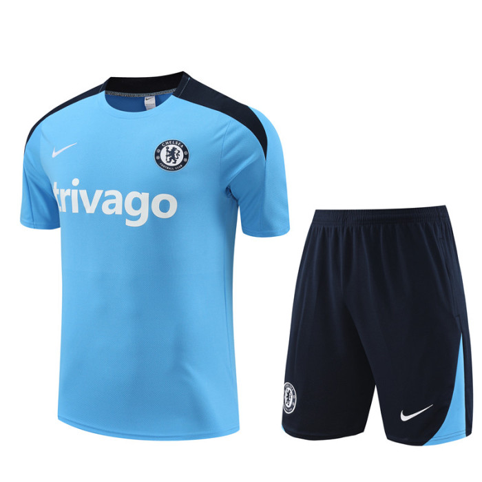 24/25 Chelsea short -sleeved Light blue training suit