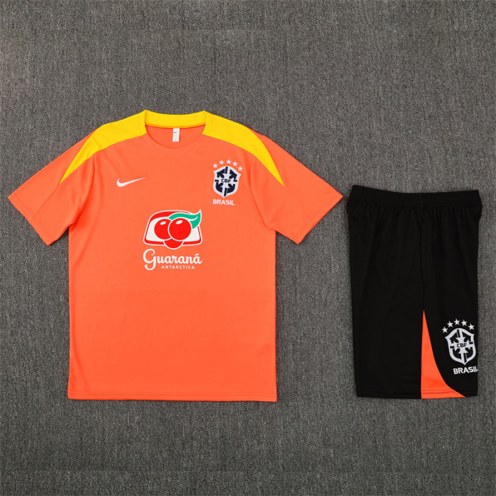 25/26 Brazil Short sleeve kids training suit orange