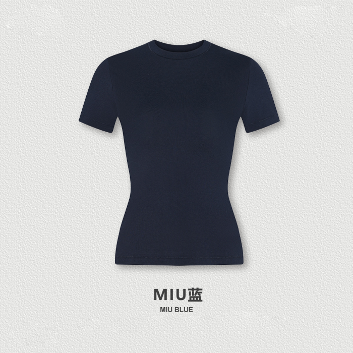 Women's Slim Fit Short Sleeve T-Shirt, High Elastic Cotton Crewneck Tee, Summer Casual Regular Shoulder Base Layer Top