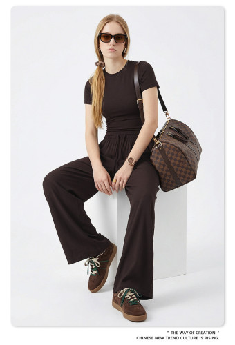 New Spring/Summer Solid Color High Elasticity Relaxed Loose Straight Leg Trousers, Unisex Casual Wide Leg Trousers for Women