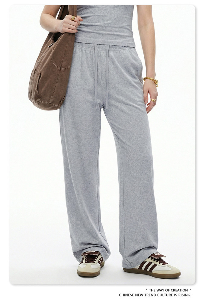 New Spring/Summer Solid Color High Elasticity Relaxed Loose Straight Leg Trousers, Unisex Casual Wide Leg Trousers for Women