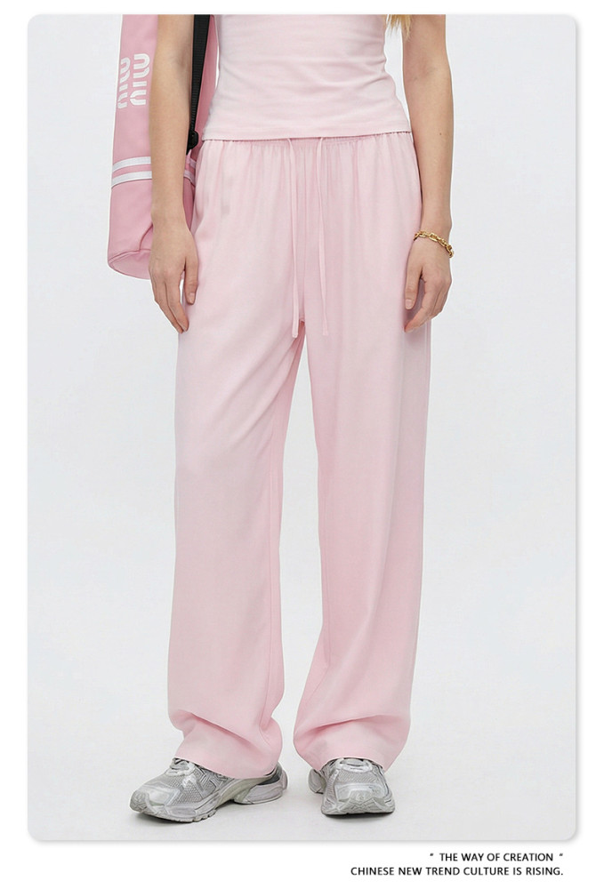 New Spring/Summer Solid Color High Elasticity Relaxed Loose Straight Leg Trousers, Unisex Casual Wide Leg Trousers for Women