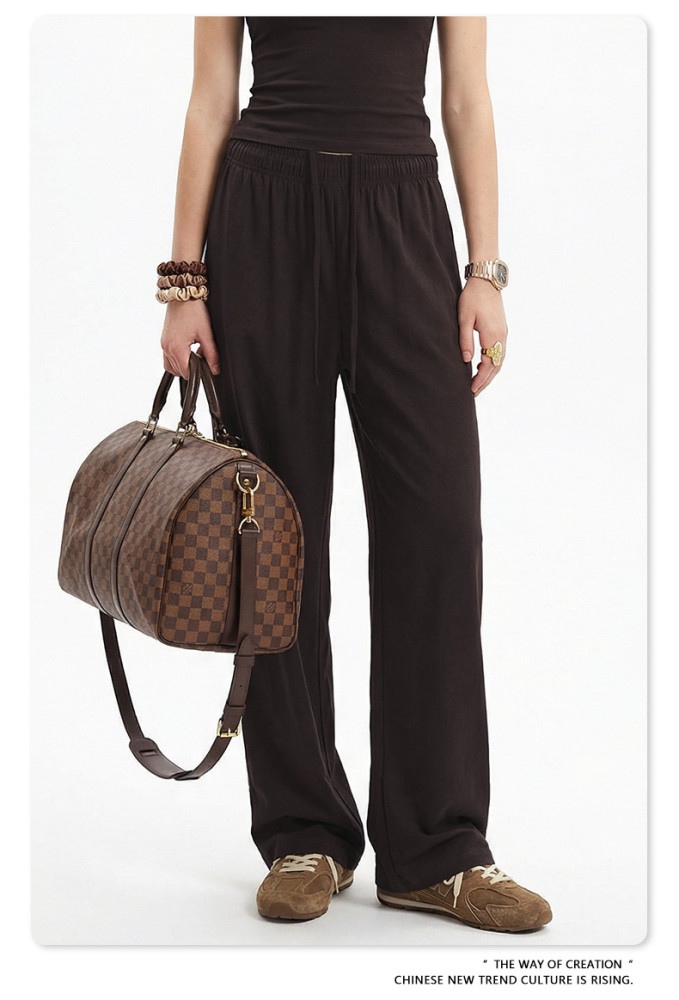 New Spring/Summer Solid Color High Elasticity Relaxed Loose Straight Leg Trousers, Unisex Casual Wide Leg Trousers for Women