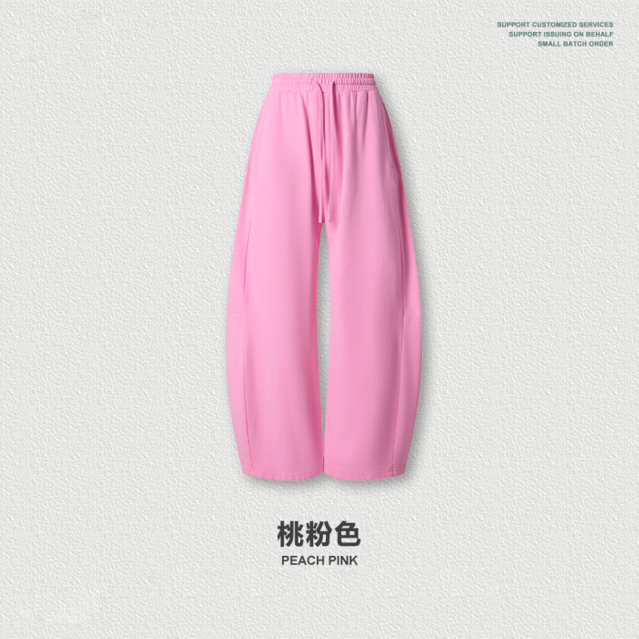 New American retro loose plus size washed curved blade pants with patchwork straight leg and drawstring wide-leg design for men.