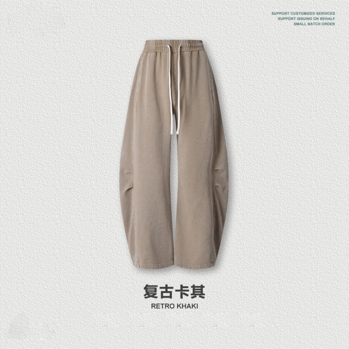 Retro snowflake high-street trendy brand curved straight-leg trousers with a distressed and loose fit for men.