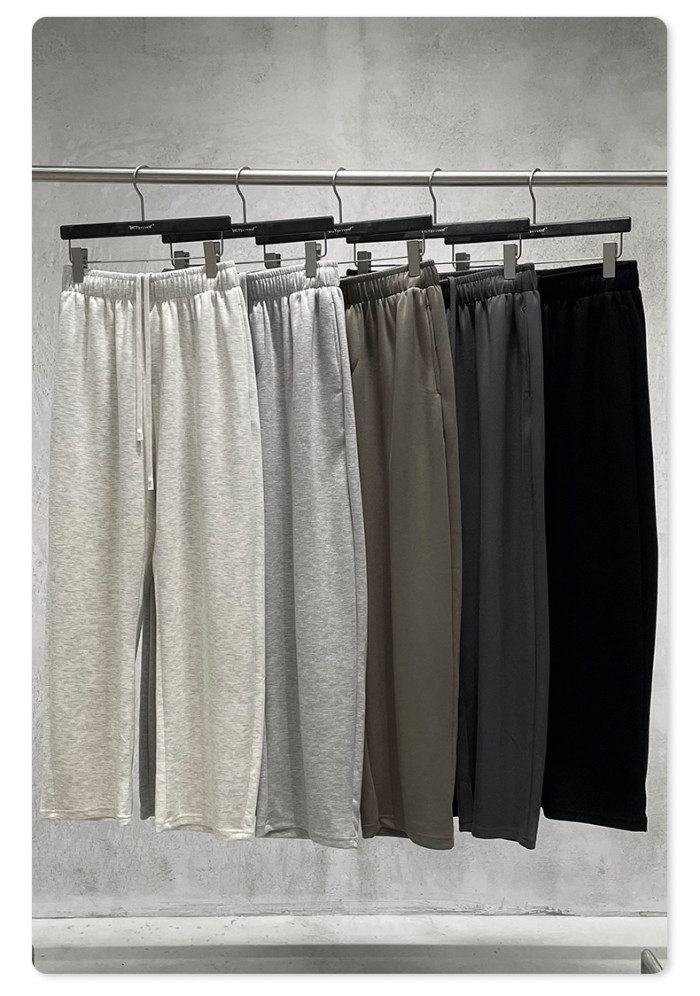 Autumn European and American trendy brand solid color basic loose straight leg long pants sports casual drawstring pants men's