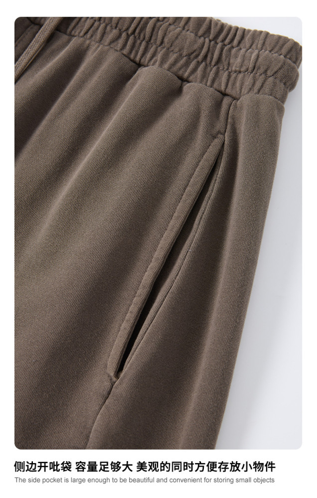New American retro loose plus size washed curved blade pants with patchwork straight leg and drawstring wide-leg design for men.
