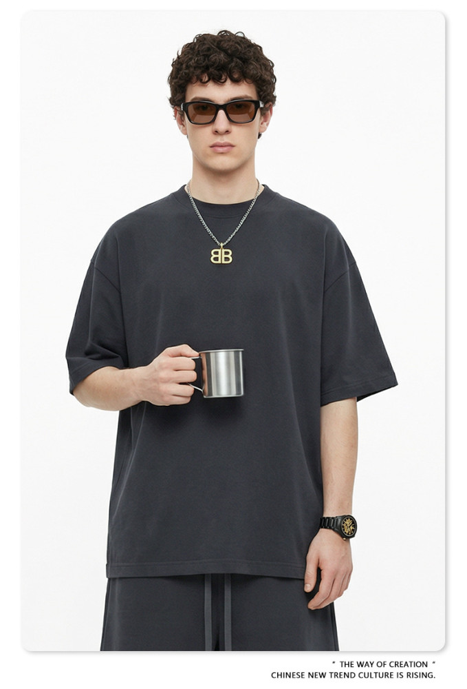 Summer American trendy brand Bolyfit short-sleeved solid color loose-fitting T-shirt for men