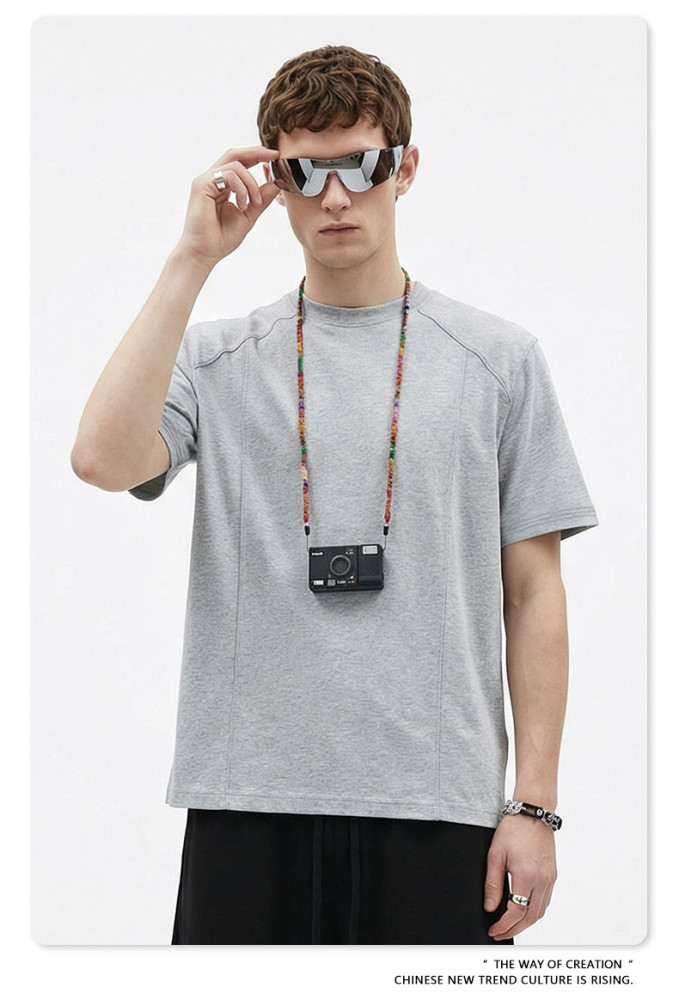 New Summer Cooling Structured Patchwork Sports Crew Neck Short Sleeve T-Shirt Fitness Outerwear Quick-Drying Top for Men