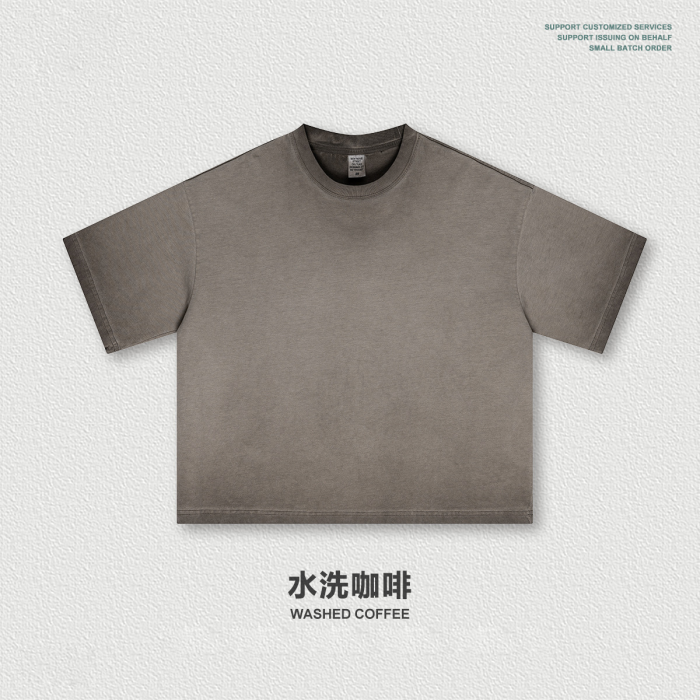 Spring Summer American Retro Distressed Color-Burning Boxy Loose Short-Sleeve T-Shirt for Men