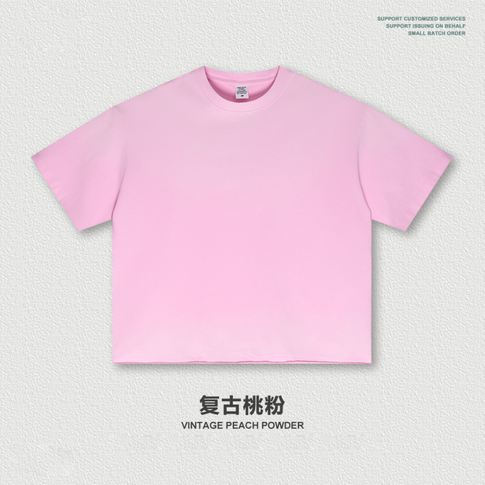 Summer American-style washed distressed Boxy loose-fitting short-sleeved T-shirt for men with frayed edges and monkey print.