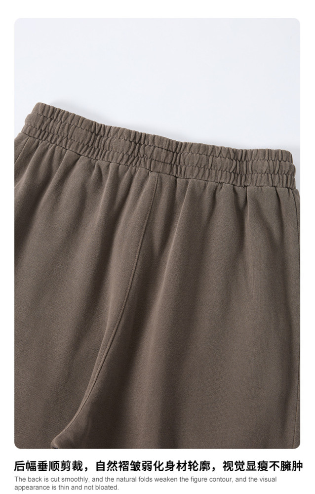 New American retro loose plus size washed curved blade pants with patchwork straight leg and drawstring wide-leg design for men.
