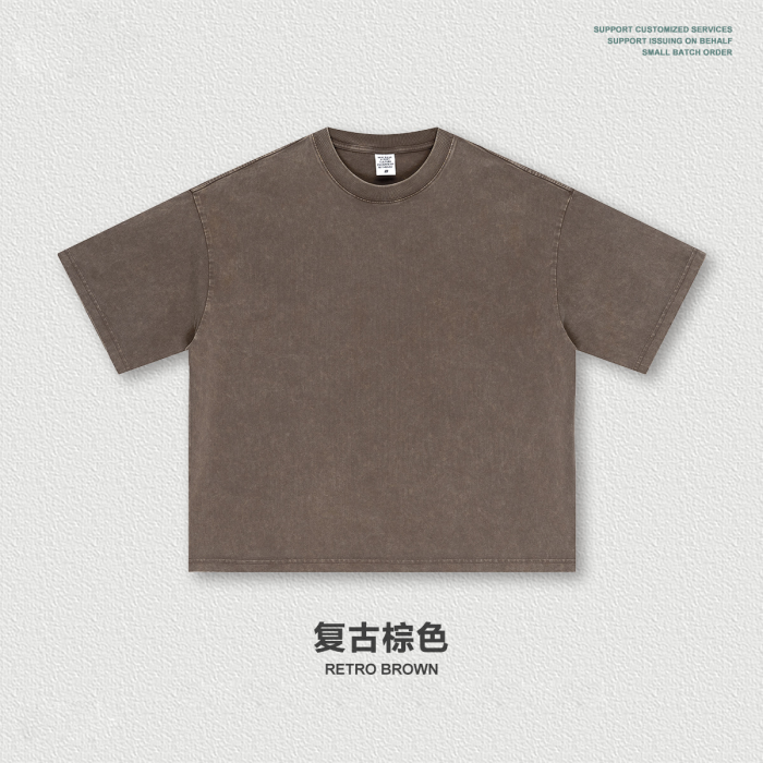Spring/Summer American Retro Boxyfit Short-Sleeve T-Shirt with Washed and Distressed Finish, Casual Top for Men