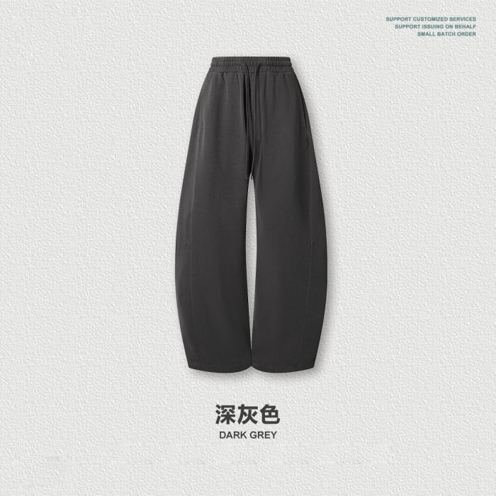 New American retro loose plus size washed curved blade pants with patchwork straight leg and drawstring wide-leg design for men.