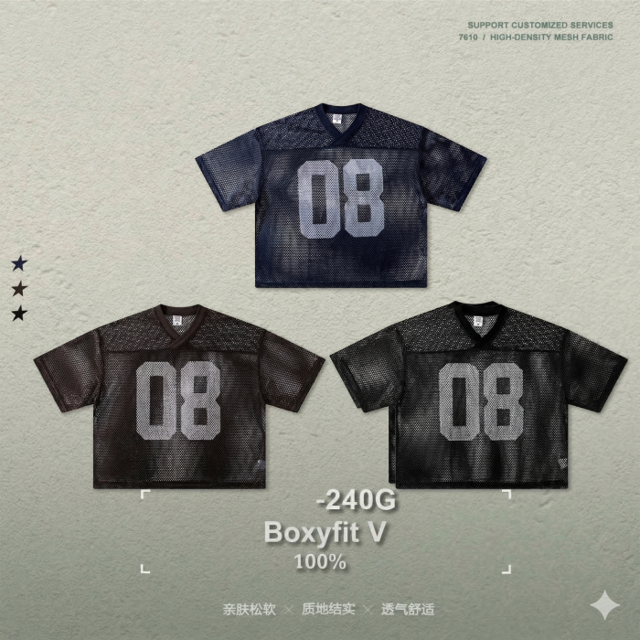 Summer American Retro Mesh Boxy Short-Sleeve T-Shirt with Print, Loose Fit and Versatile for Men