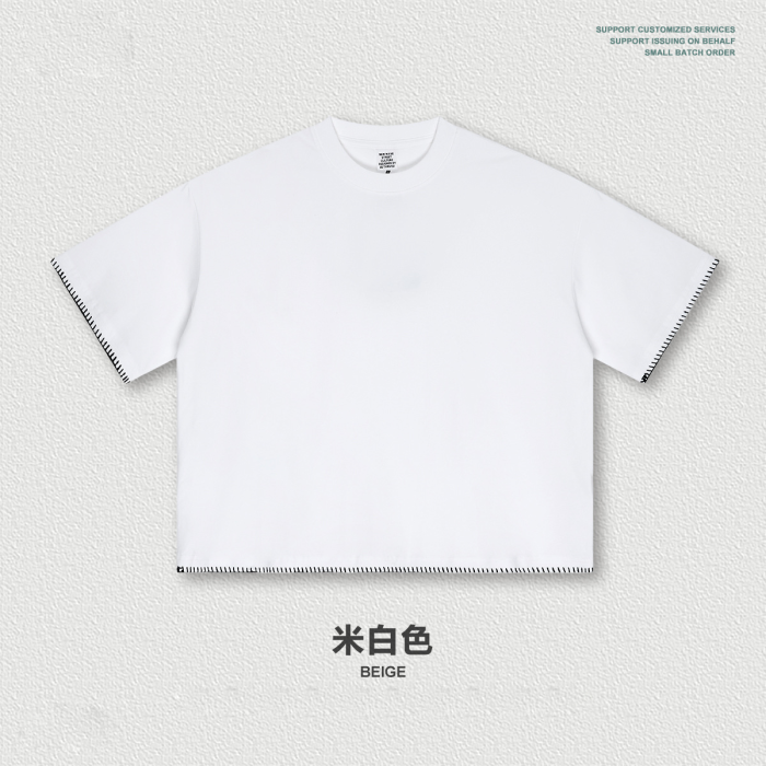 American-style short and wide Bodyfit Sorona loose round neck short-sleeved t-shirt, a casual top for men.