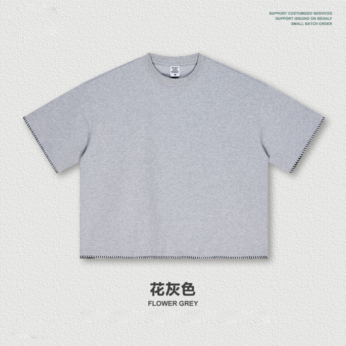 American-style short and wide Bodyfit Sorona loose round neck short-sleeved t-shirt, a casual top for men.