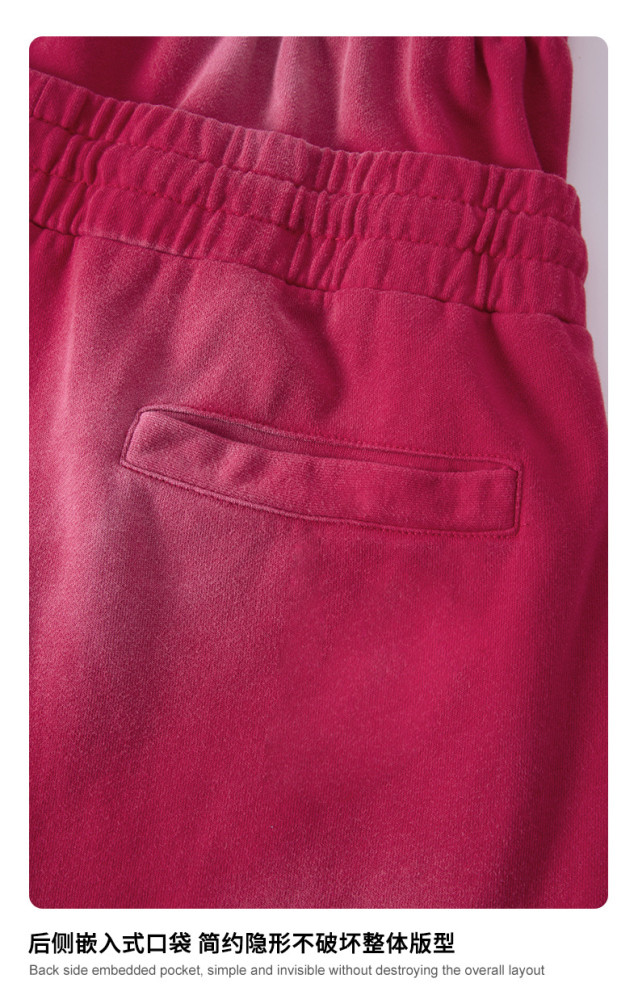 Heavyweight washed distressed double-waisted high-waisted shorts, trendy mid-length shorts, loose casual athletic capri pants