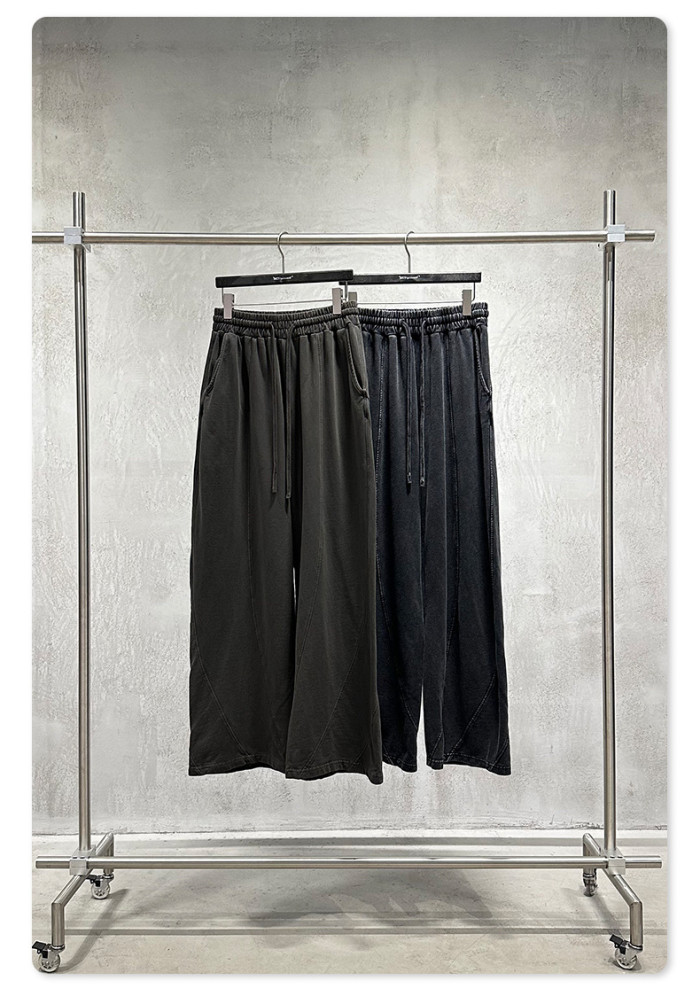 American retro washed design loose curved trousers plus size youth patchwork straight leg trousers for men