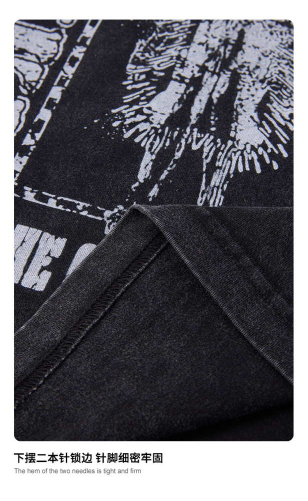 Printed T-shirt for men, high street fashion brand, Boxy version, loose fit, pure cotton short-sleeved top, trendy men's T-shirt.