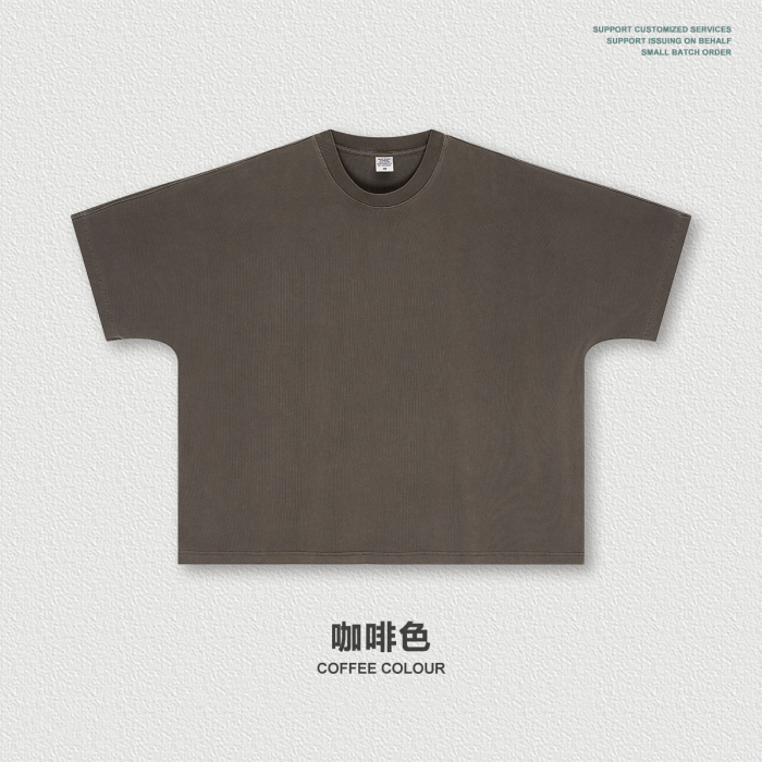 Summer Cross-Border American Retro Washed Plus Size Loose Teen Boxy Short Sleeve T-Shirt Cotton Men
