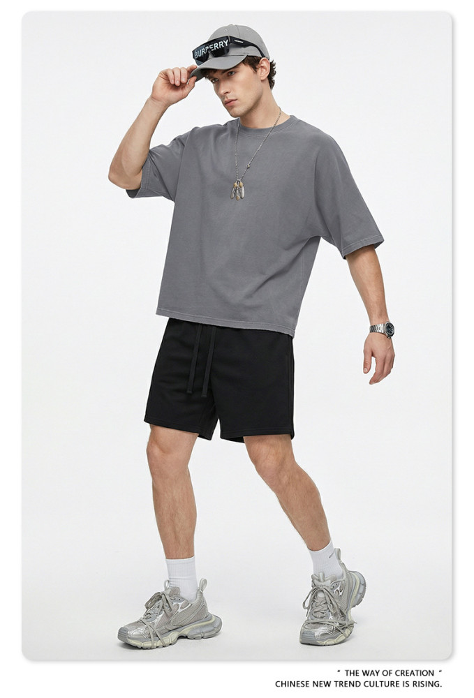 Summer Cross-Border American Retro Washed Plus Size Loose Teen Boxy Short Sleeve T-Shirt Cotton Men