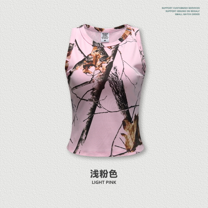 Summer cross-border European and American hot girl leaf pattern sports vest slim fit casual top women's