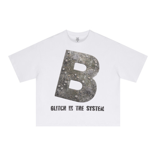 Spring New Trendy Brand Washed Retro Rolled Hem Short-Sleeve T-Shirt Pegasus Print Men's T-Shirt