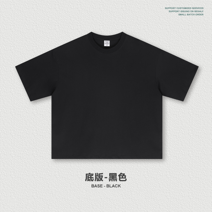 Streetwear Boxy Fit Loose Plain Cotton Short-Sleeve Cyberpunk Trendy Brand Short-Sleeve T-Shirt for Men