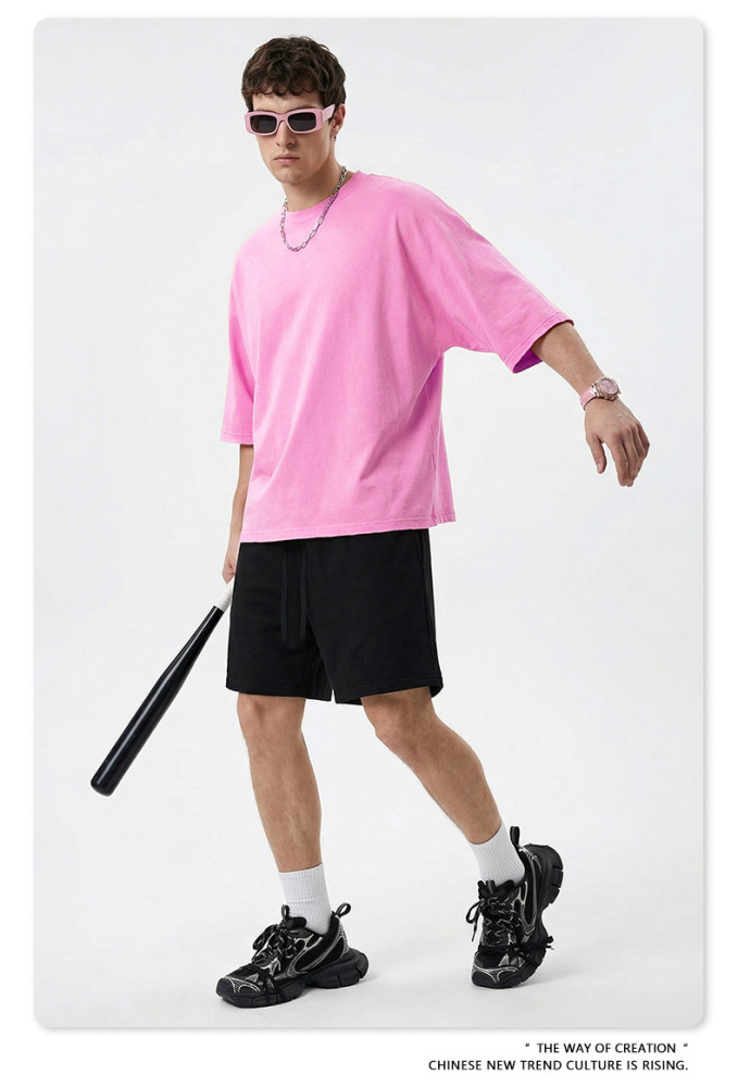 Summer Cross-Border American Retro Washed Plus Size Loose Teen Boxy Short Sleeve T-Shirt Cotton Men