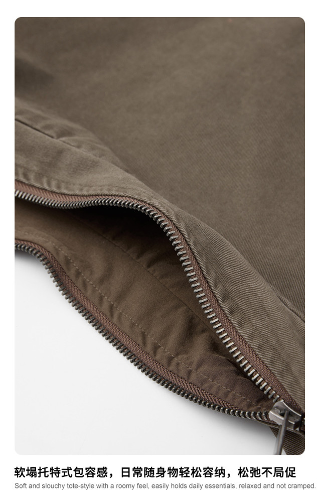 Retro-style washed and tied twill crossbody bag, suitable for commuting and heavy-duty shoulder crossbody use.