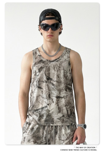 Summer American streetwear camouflage loose-fitting sports vest for outdoor fitness men