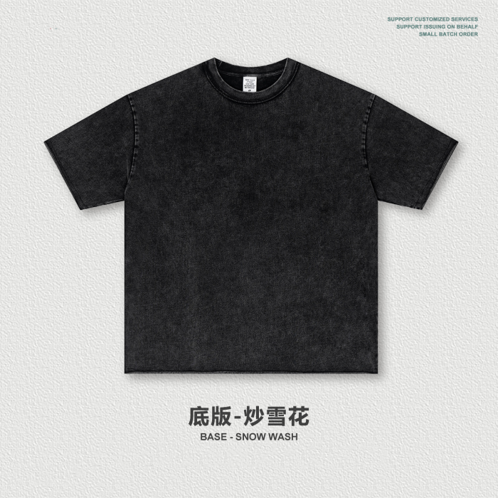 Retro digital direct-injection cherry print short-sleeved high-street trendy loose-fitting washed T-shirt for men, summer.