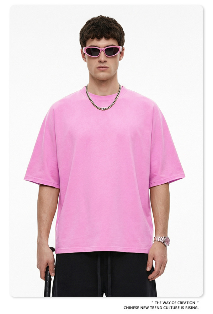Summer Cross-Border American Retro Washed Plus Size Loose Teen Boxy Short Sleeve T-Shirt Cotton Men