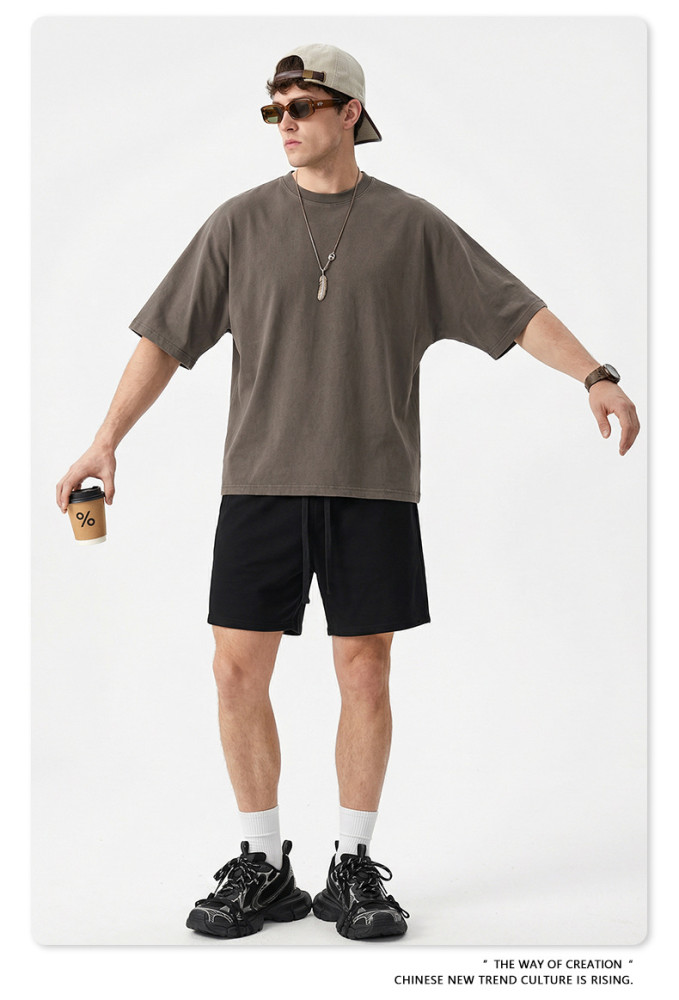 Summer Cross-Border American Retro Washed Plus Size Loose Teen Boxy Short Sleeve T-Shirt Cotton Men
