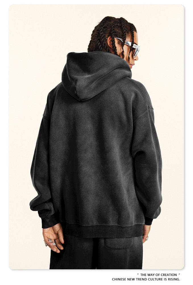 Autumn trendy gothic style zip-up hooded sweatshirt oversized cardigan jacket for men