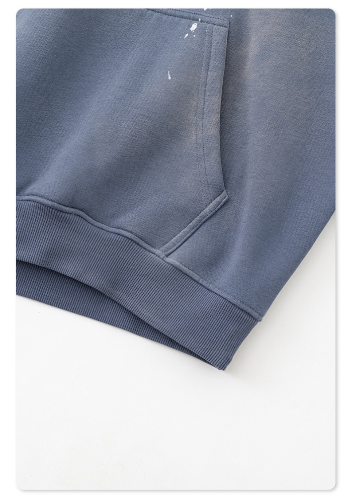 Autumn American street style loose hand-painted couple outfit trendy brand ins paint dot hooded sweatshirt for men