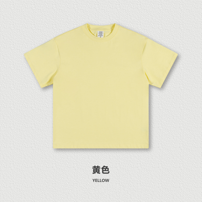 Summer Heavyweight T-Shirt Men's American Style Pure Cotton Trendy Solid Color Short Sleeve Youth Top