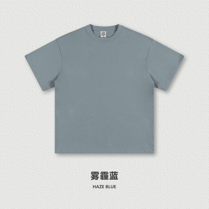 Summer Heavyweight T-Shirt Men's American Style Pure Cotton Trendy Solid Color Short Sleeve Youth Top