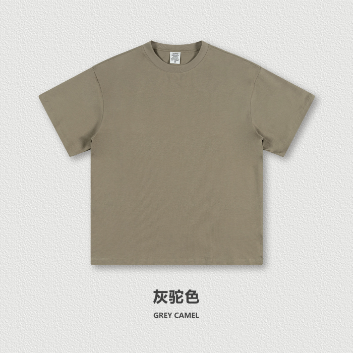 Summer Heavyweight T-Shirt Men's American Style Pure Cotton Trendy Solid Color Short Sleeve Youth Top
