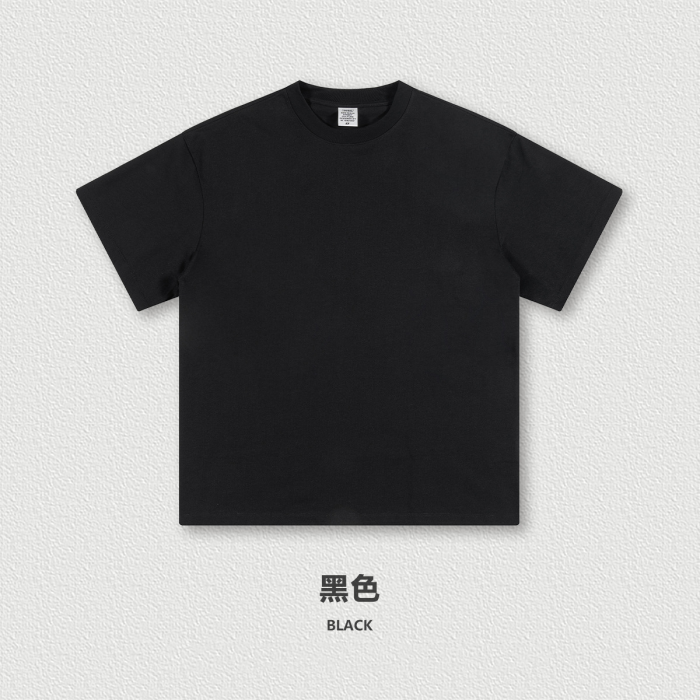 Summer Heavyweight T-Shirt Men's American Style Pure Cotton Trendy Solid Color Short Sleeve Youth Top