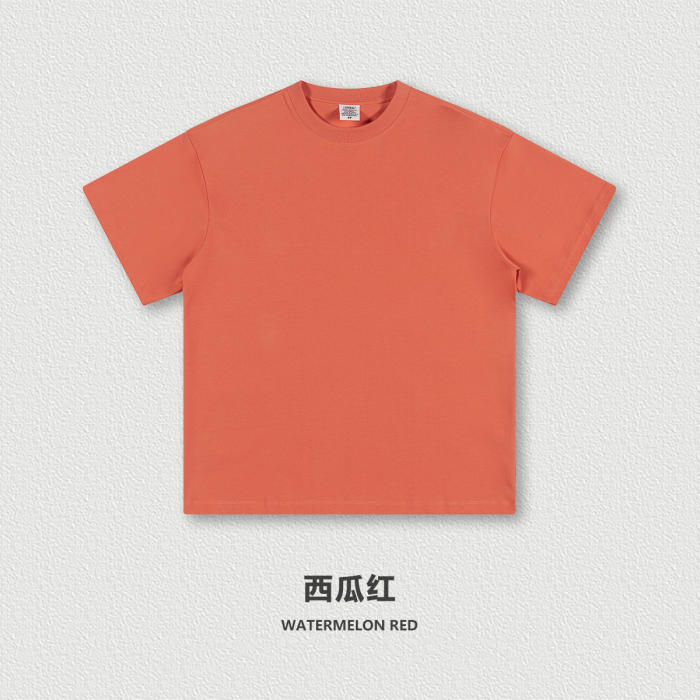 Summer Heavyweight T-Shirt Men's American Style Pure Cotton Trendy Solid Color Short Sleeve Youth Top