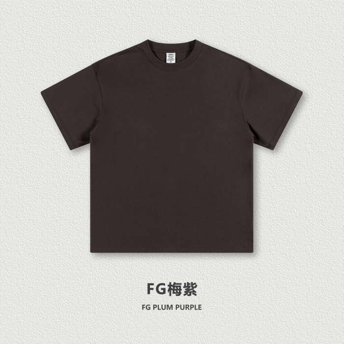 Summer Heavyweight T-Shirt Men's American Style Pure Cotton Trendy Solid Color Short Sleeve Youth Top