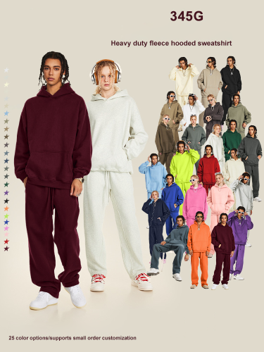 Autumn solid color casual loose plus size thick hooded sweatshirt with fleece lining for men's trendy