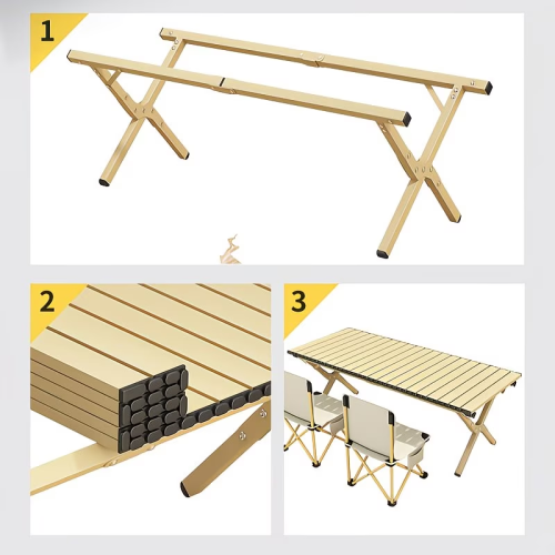 1PC outdoor folding Chicken rolls table set - portable aluminum alloy camping table picnic barbecue table chair combination lightweight moon chair full set of equipment family self driving travel camping supplies