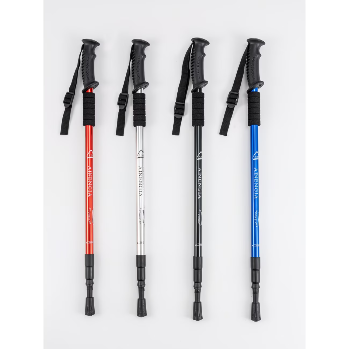 Outdoor tourism hiking stick, three section straight handle aluminum alloy hiking stick, easy to stretch hiking stick