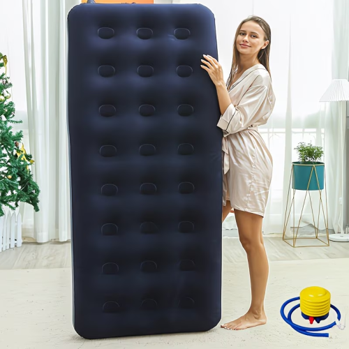 A portable foldable inflatable bed, inflatable mattress, camping sleeping pad with pump, suitable for camping and family use