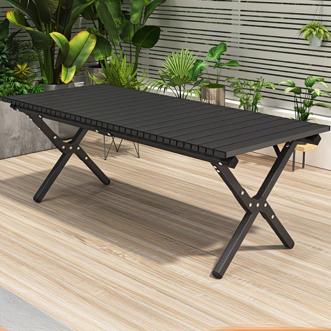 1PC outdoor folding Chicken rolls table set - portable aluminum alloy camping table picnic barbecue table chair combination lightweight moon chair full set of equipment family self driving travel camping supplies