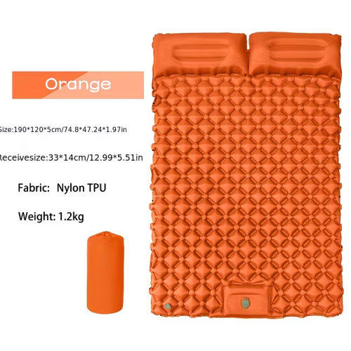 2-person or 1-person ultra light nylon TPU self inflating camping sleeping mat, lightweight waterproof camping air cushion with built-in pump camping bed, suitable for backpack equipment, hiking, tents